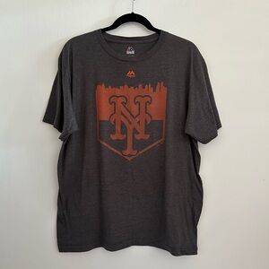 Majestic Gray Nee York Mets City Skyline Tee Size Large